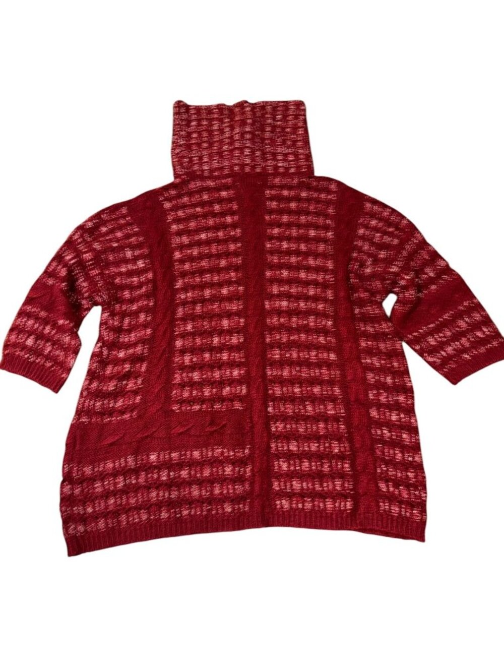 Lucky Brand Large Half Sleeve Burgundy Knit Cowl Neck Sweater